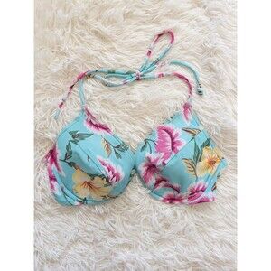 Victorias Secret Aqua Floral Supportive Bikini Top size 36C